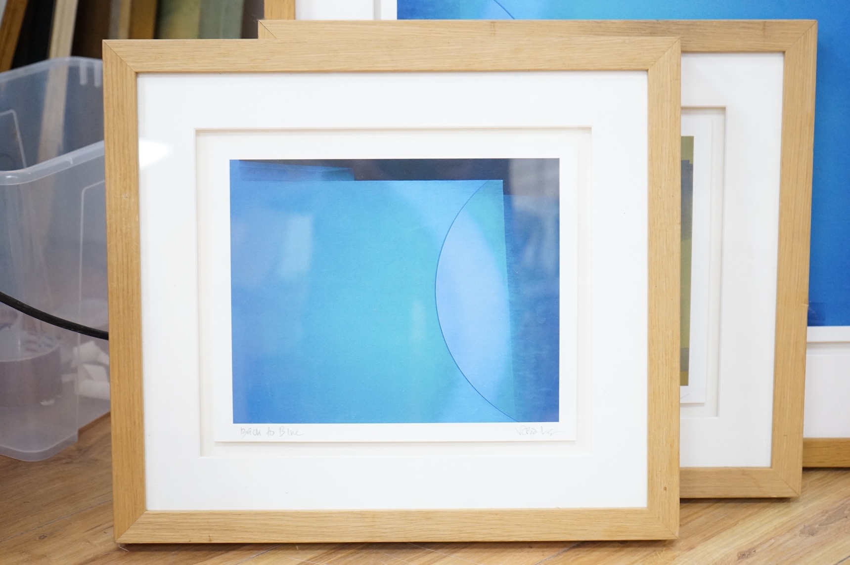 Valda Bailey (contemporary), abstract compositions to include ‘Back to Blue’, each signed in pencil, three photographic prints, largest 33 x 45cm